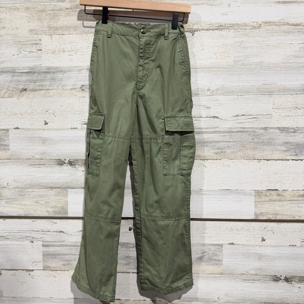 Old Navy Cargo Pants Boys 12 Slim Green Baggy Utility EUC